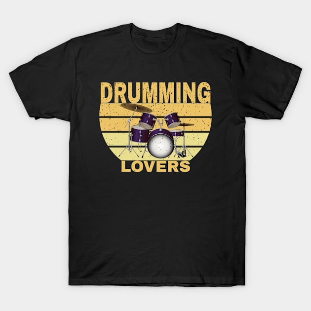 Funny Drummer Art For Men Women Drum Set Drumming Lovers T-Shirt by Titou design